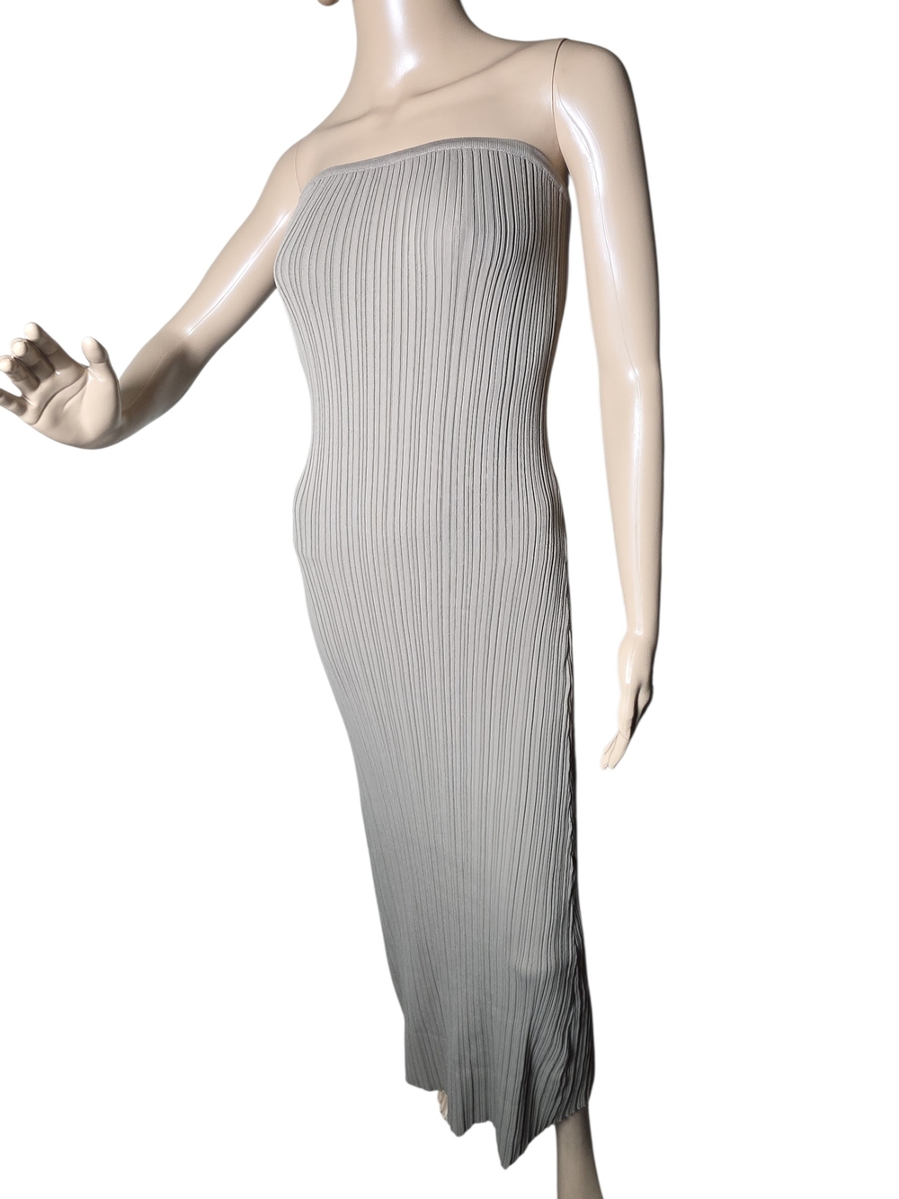 DISSH Anders Latte Ribbed Knit Strapless Midi Dress - Size M
